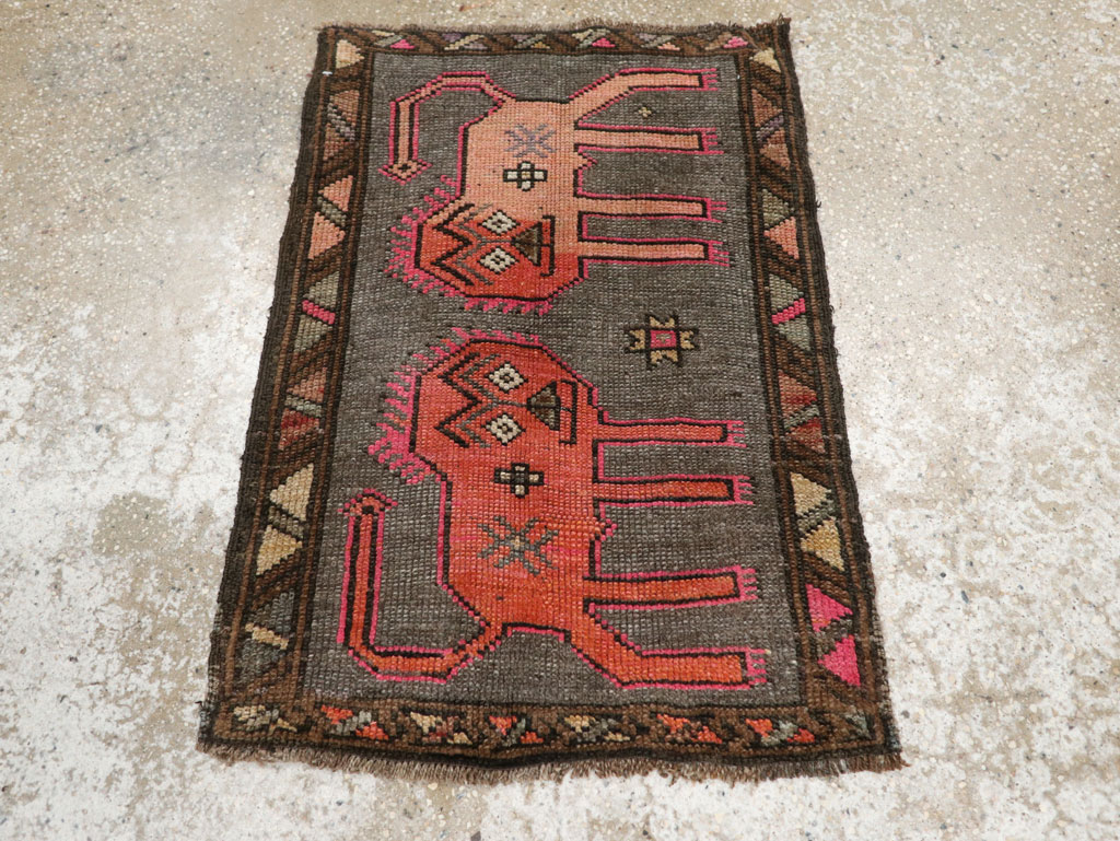 Vintage Turkish Anatolian Pictorial Rug, No.33440 - Staging