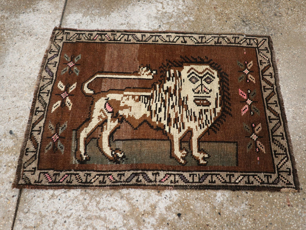 Vintage Turkish Anatolian Pictorial Rug (Pair: 1 of 2), No.33441 - Staging