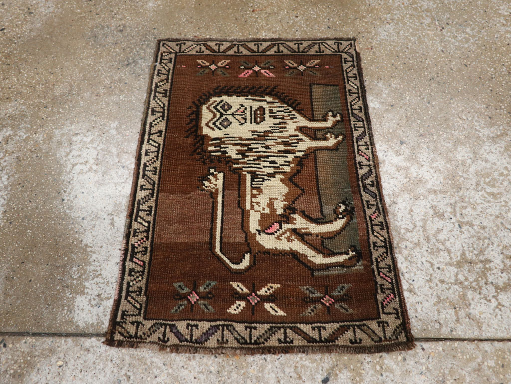 Vintage Turkish Anatolian Pictorial Rug (Pair: 1 of 2), No.33441 - Staging