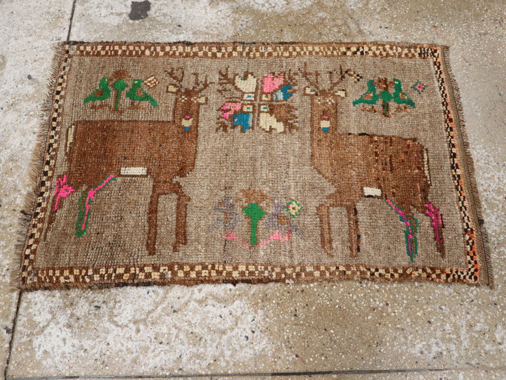 Vintage Turkish Anatolian Pictorial Rug (Pair: 1 of 2), No.33444 - Staging