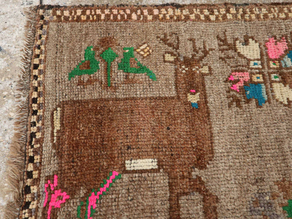 Vintage Turkish Anatolian Pictorial Rug (Pair: 1 of 2), No.33444 - Staging