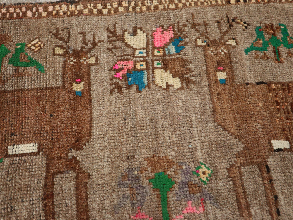 Vintage Turkish Anatolian Pictorial Rug (Pair: 1 of 2), No.33444 - Staging