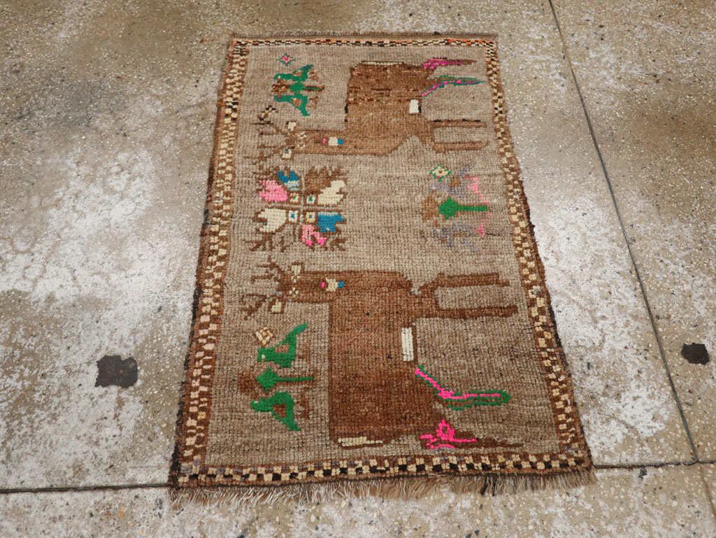 Vintage Turkish Anatolian Pictorial Rug (Pair: 1 of 2), No.33444 - Staging