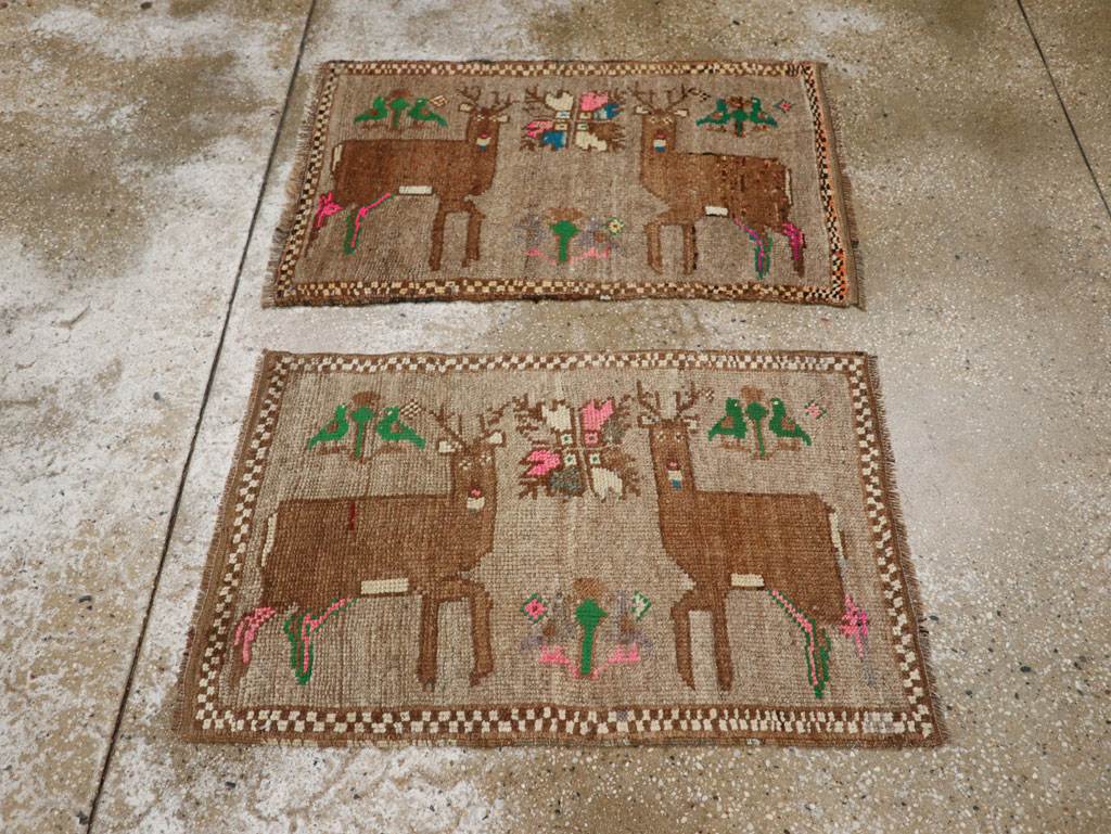 Vintage Turkish Anatolian Pictorial Rug (Pair: 1 of 2), No.33444 - Staging