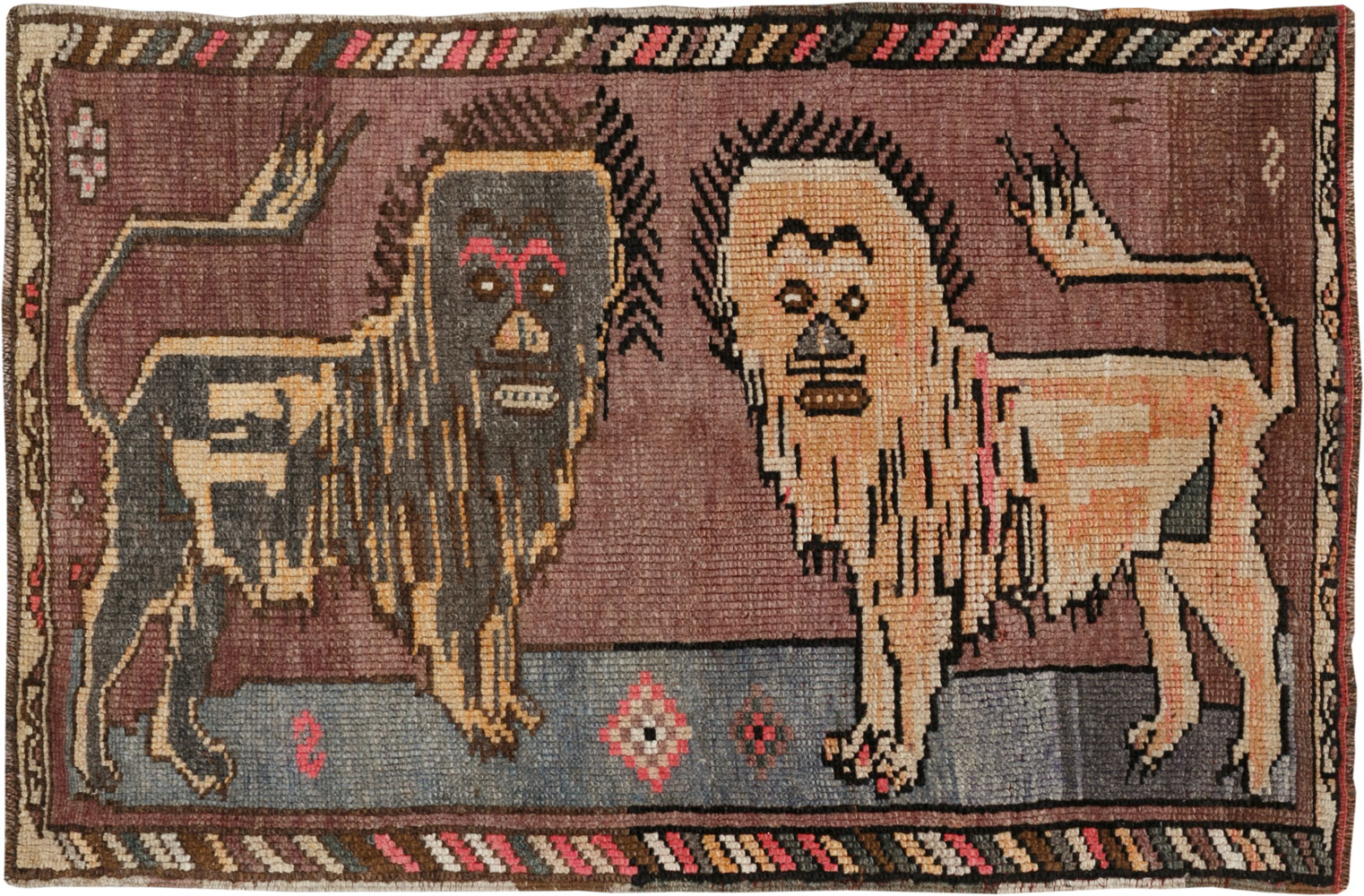 Vintage Turkish Anatolian Pictorial Rug, No.33445 - Staging