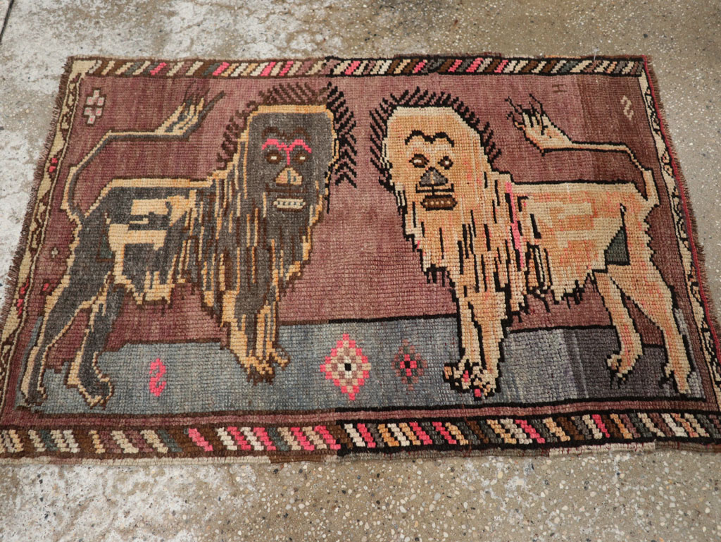 Vintage Turkish Anatolian Pictorial Rug, No.33445 - Staging