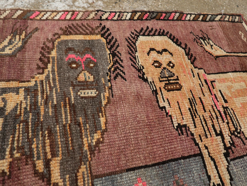 Vintage Turkish Anatolian Pictorial Rug, No.33445 - Staging