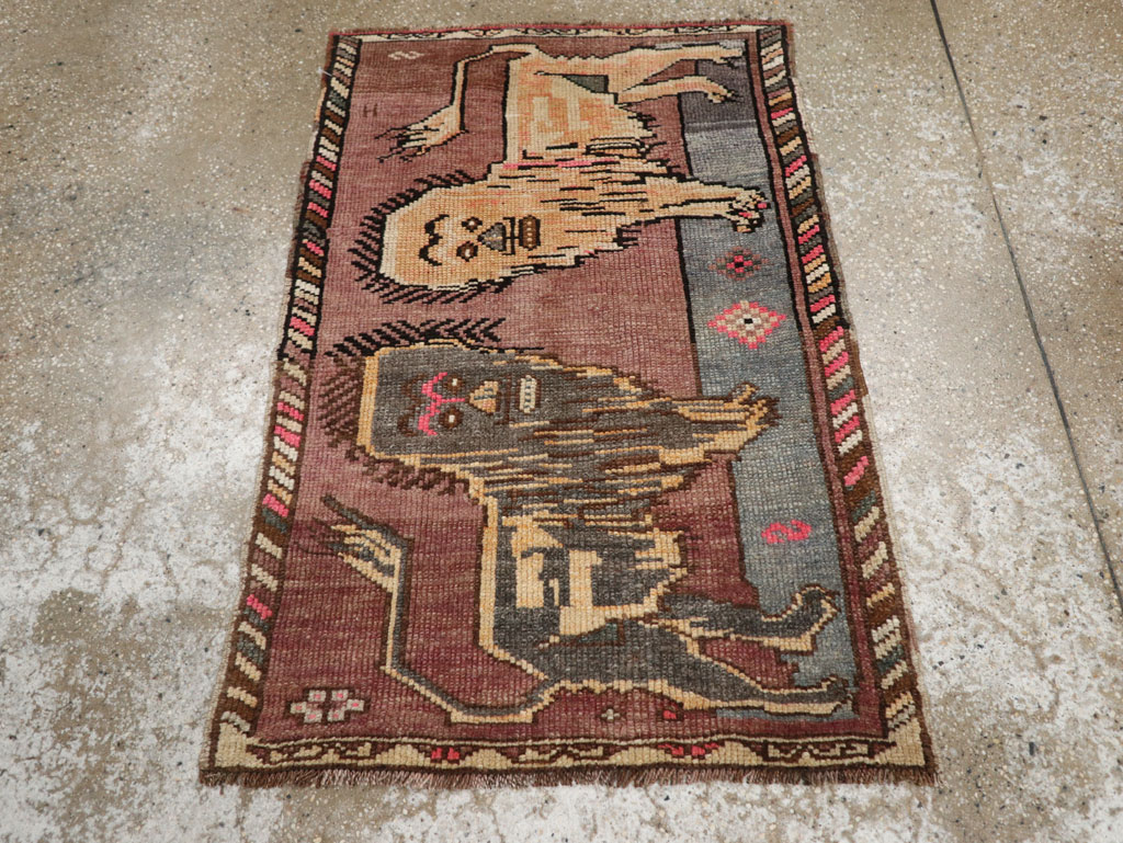 Vintage Turkish Anatolian Pictorial Rug, No.33445 - Staging