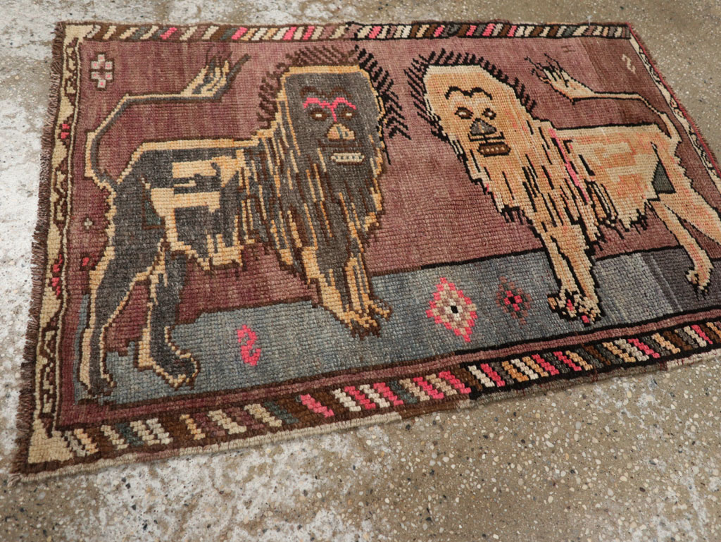 Vintage Turkish Anatolian Pictorial Rug, No.33445 - Staging