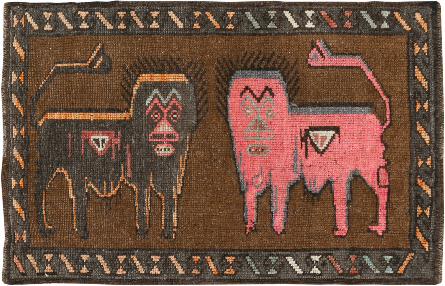 Vintage Turkish Anatolian Pictorial Rug, No.33446 - Staging