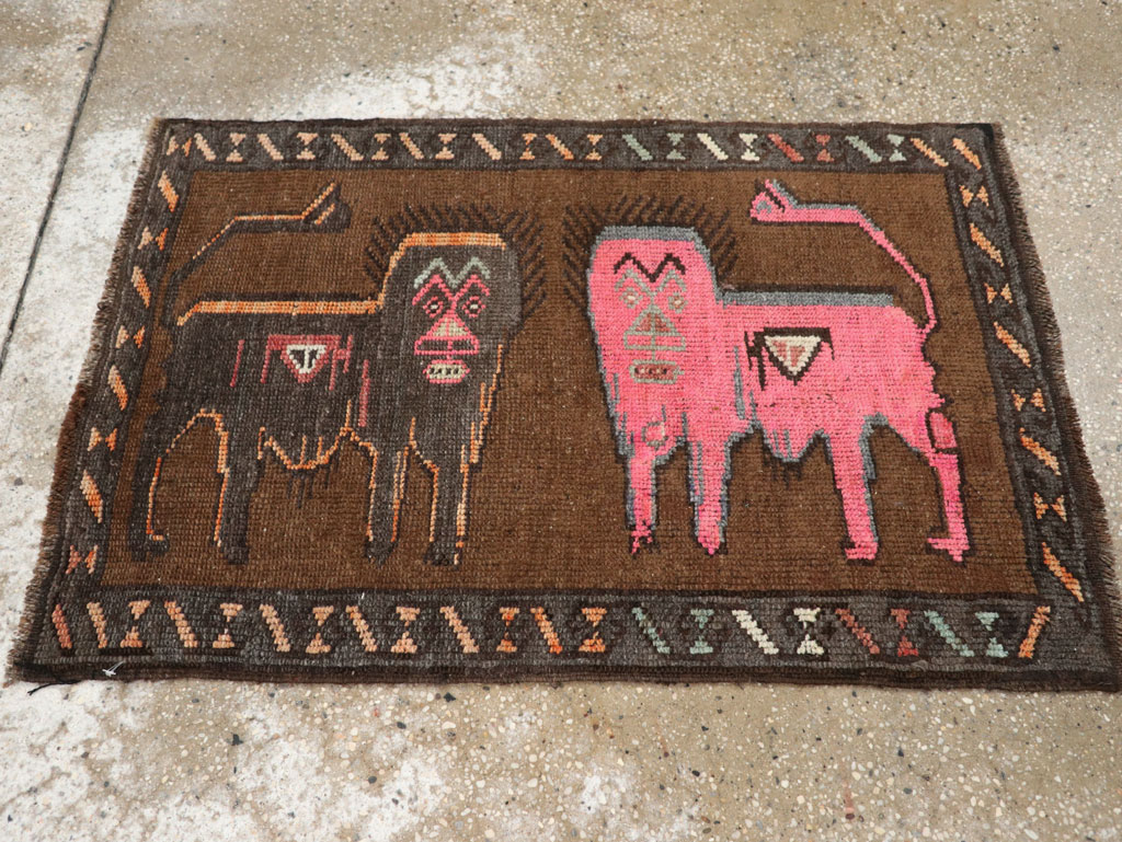 Vintage Turkish Anatolian Pictorial Rug, No.33446 - Staging