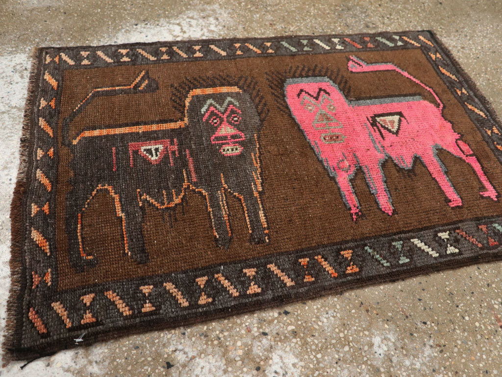 Vintage Turkish Anatolian Pictorial Rug, No.33446 - Staging