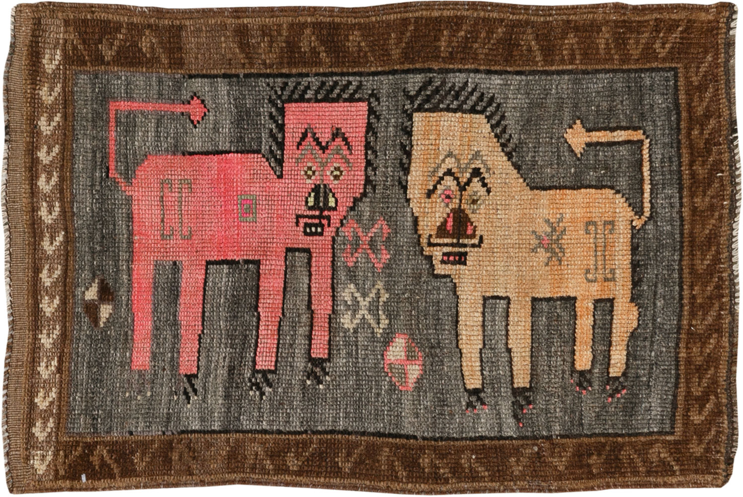 Vintage Turkish Anatolian Pictorial Rug, No.33454 - Staging