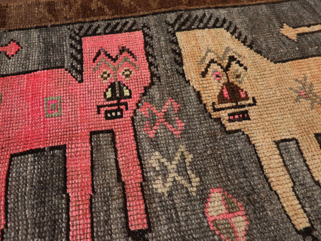 Vintage Turkish Anatolian Pictorial Rug, No.33454 - Staging