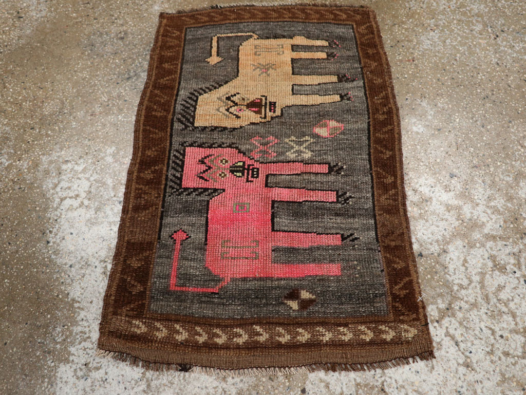 Vintage Turkish Anatolian Pictorial Rug, No.33454 - Staging