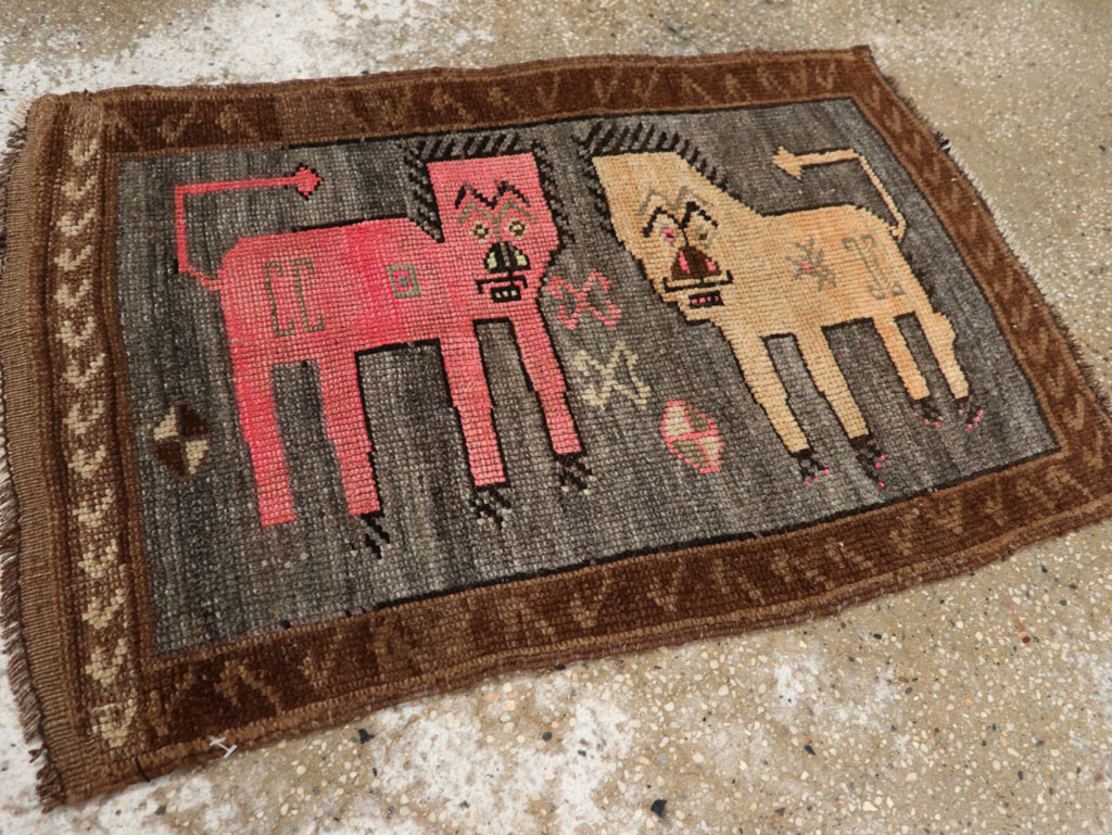 Vintage Turkish Anatolian Pictorial Rug, No.33454 - Staging