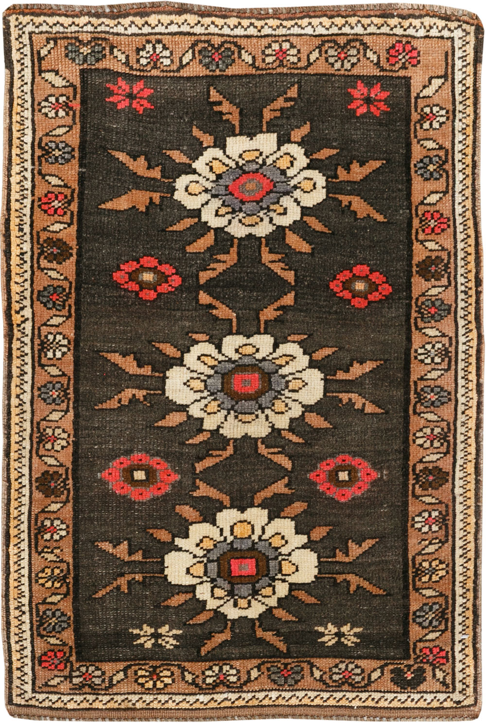 Vintage Turkish Anatolian Throw Rug  (Pair: 1 of 2), No.33458 - Staging
