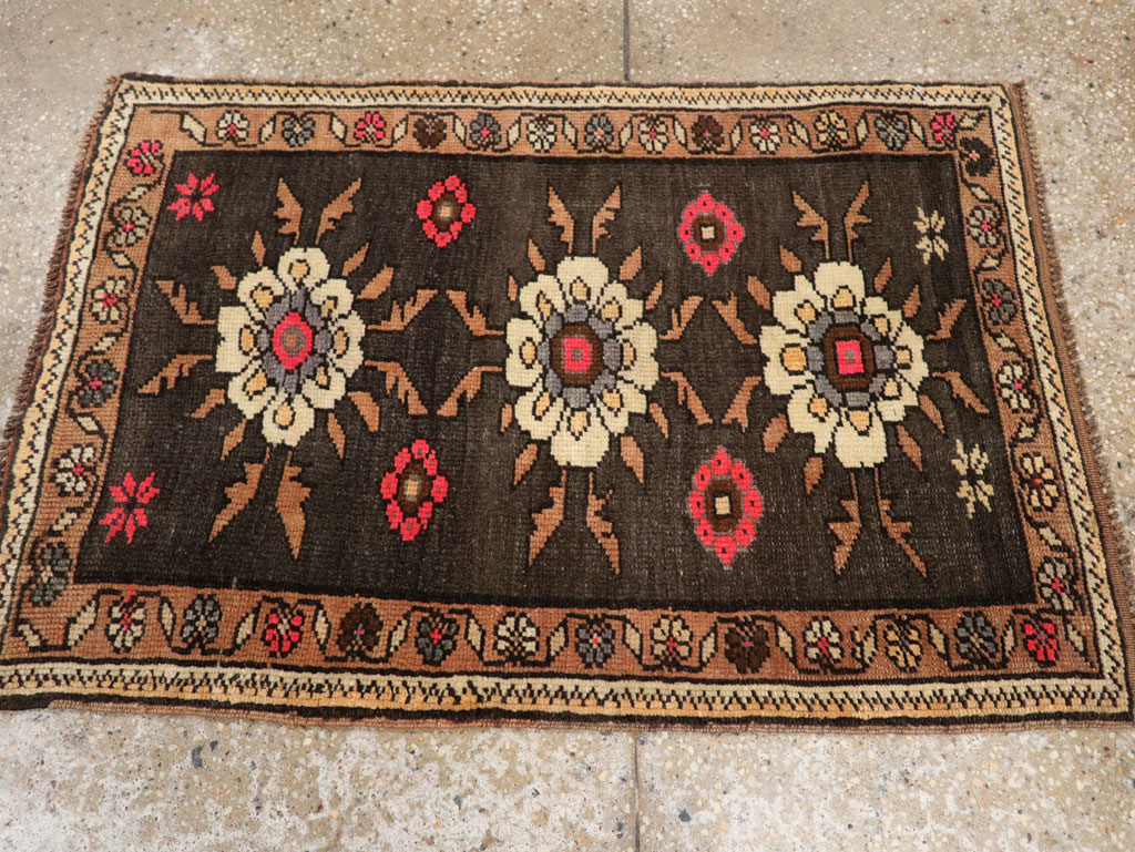 Vintage Turkish Anatolian Throw Rug  (Pair: 1 of 2), No.33458 - Staging
