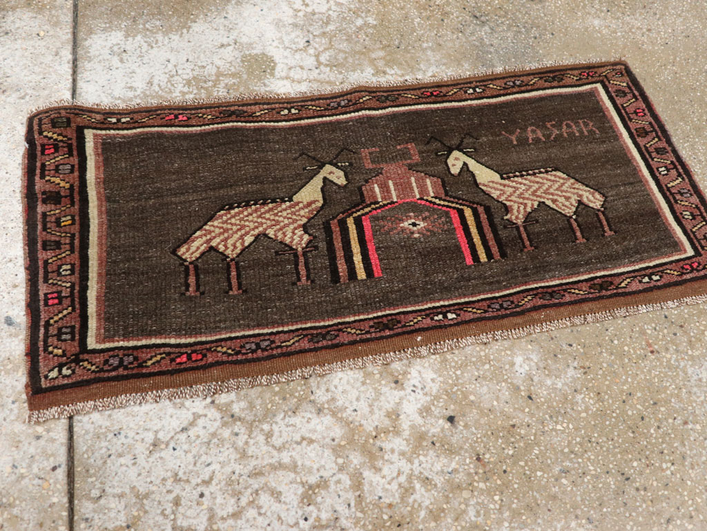 Vintage Turkish Anatolian Pictorial Rug (Pair: 2 of 2), No.33459 - Staging