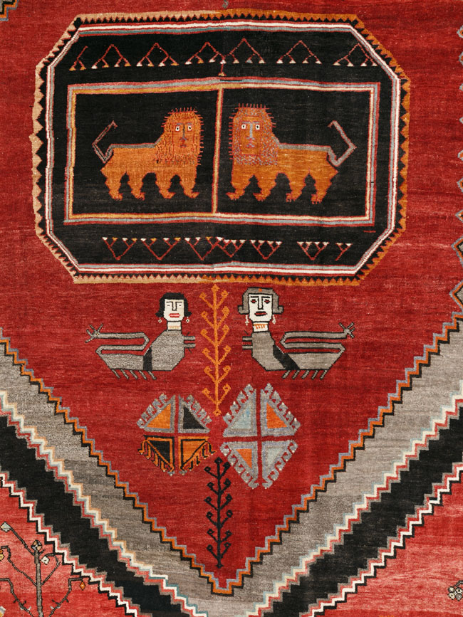 Vintage Turkish Anatolian Pictorial Room Size Carpet, No.33460 - Staging