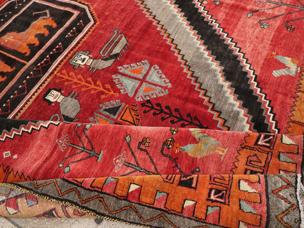 Vintage Turkish Anatolian Pictorial Room Size Carpet, No.33460 - Staging