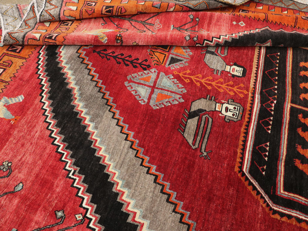 Vintage Turkish Anatolian Pictorial Room Size Carpet, No.33460 - Staging