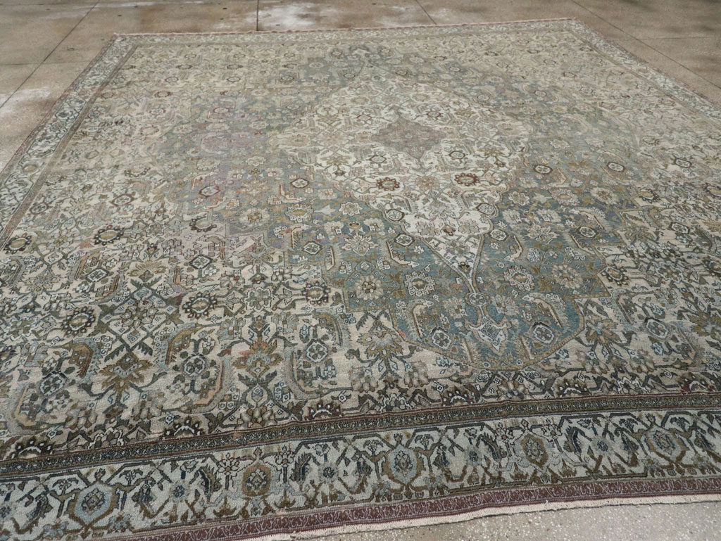 Antique Persian Bibikabad Large Square Room Size Carpet, No.33478 - Staging
