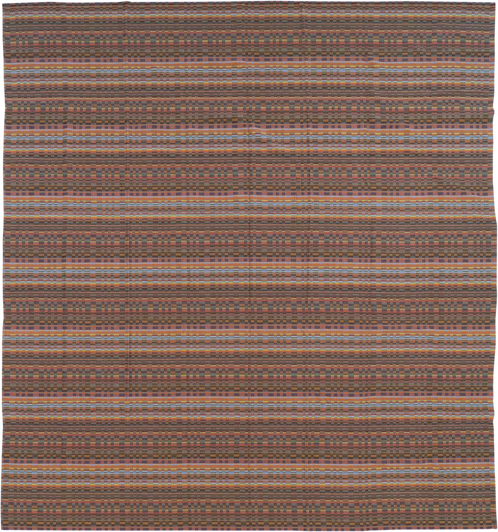 Vintage European Flatweave Kilim Large Room Size Carpet, No.33502 - Staging