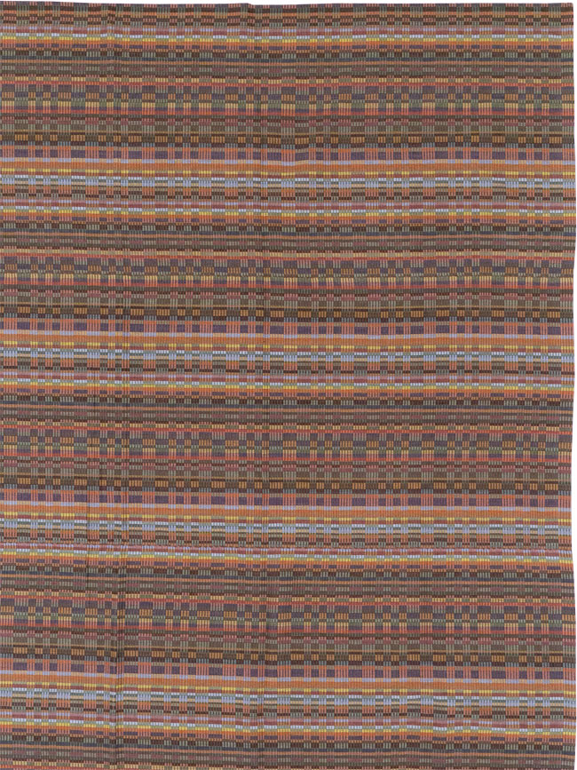 Vintage European Flatweave Kilim Large Room Size Carpet, No.33502 - Staging