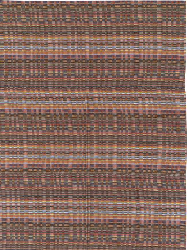Vintage European Flatweave Kilim Large Room Size Carpet, No.33502 - Staging