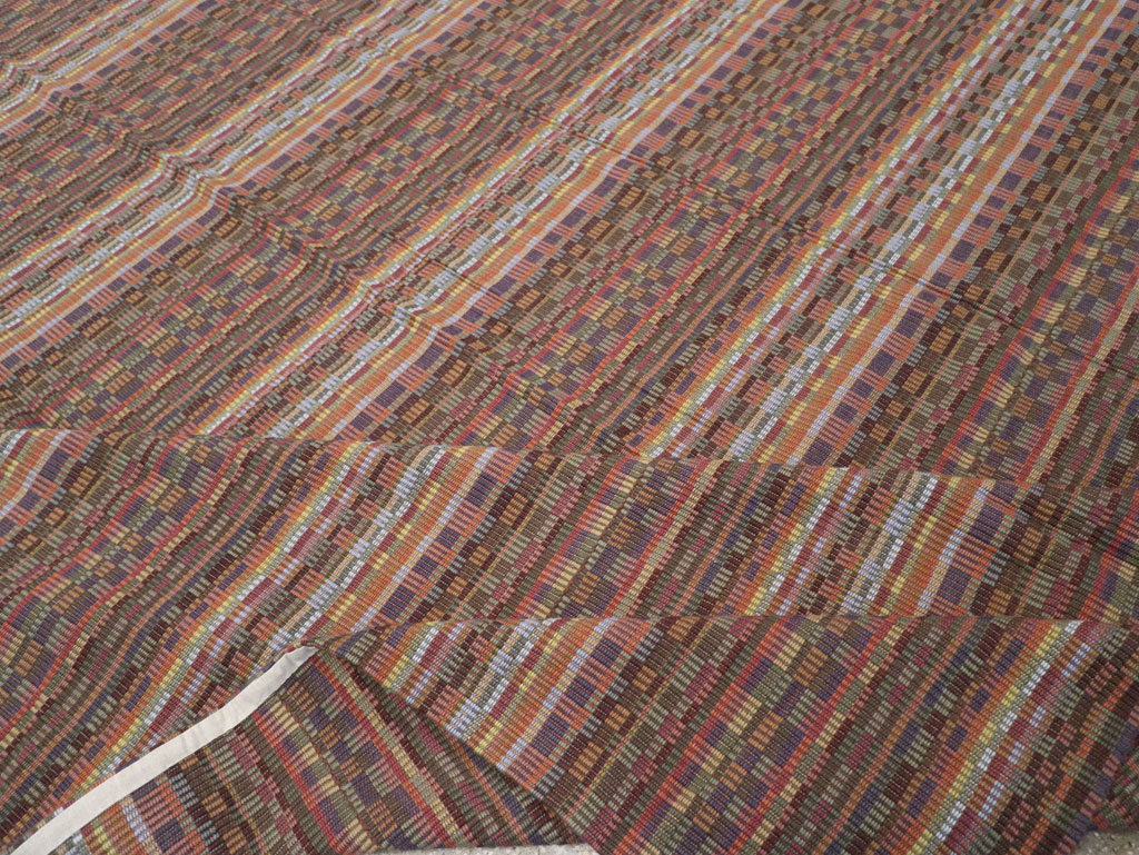 Vintage European Flatweave Kilim Large Room Size Carpet, No.33502 - Staging