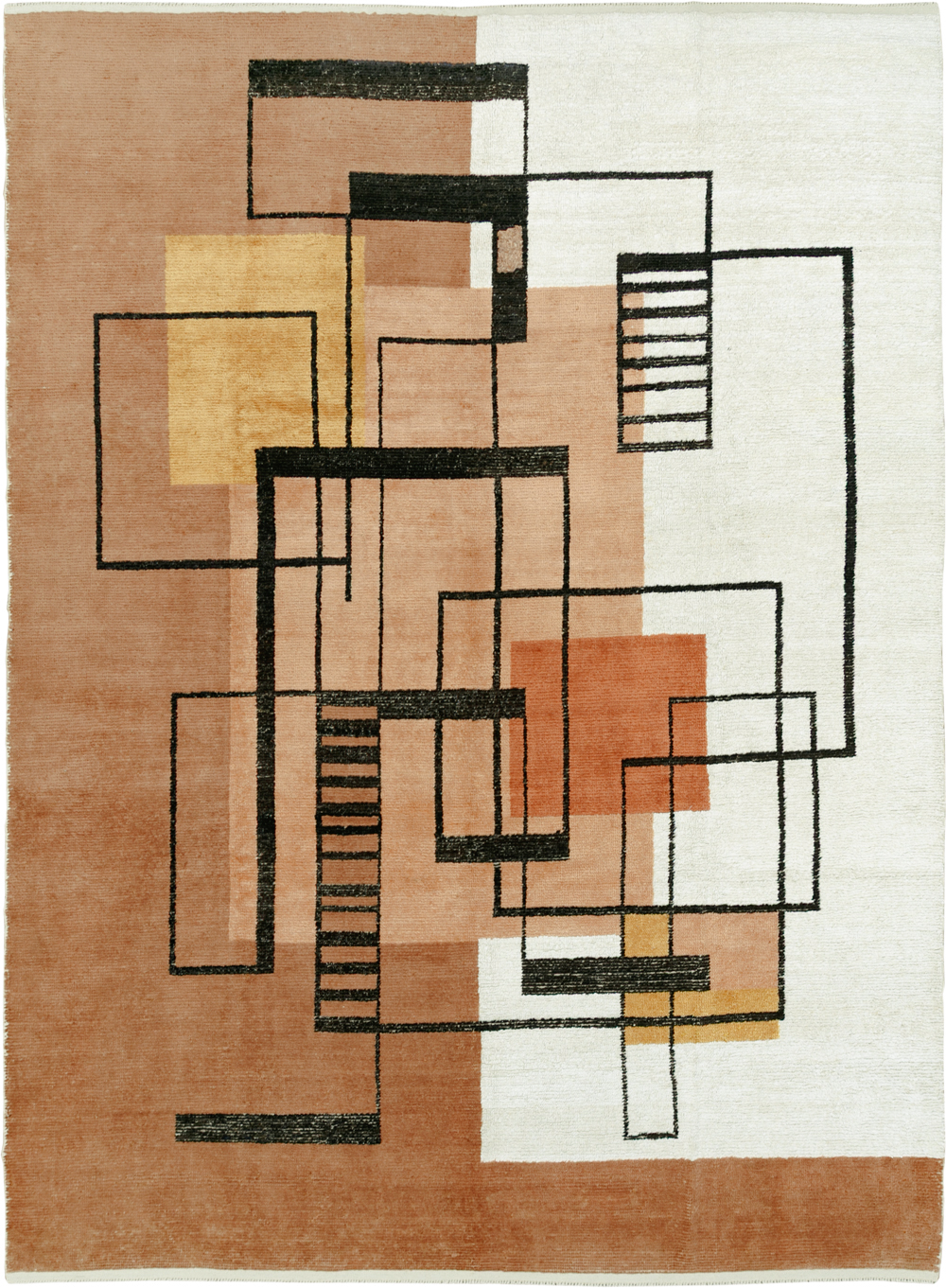 Modern Turkish Art Deco Room Size Carpet, No.33570 - Staging