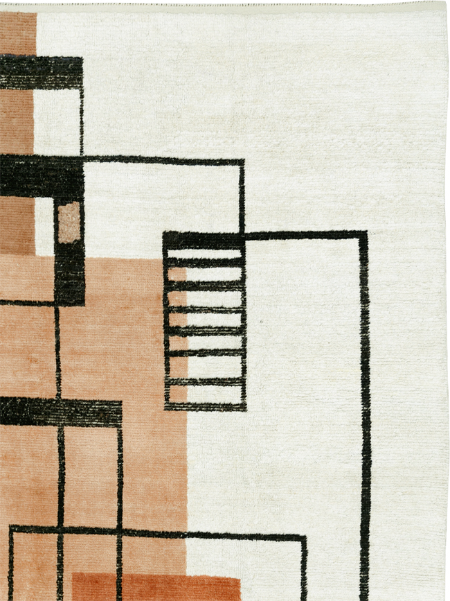Modern Turkish Art Deco Room Size Carpet, No.33570 - Staging
