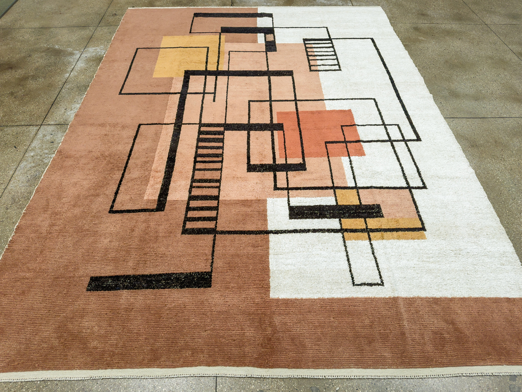 Modern Turkish Art Deco Room Size Carpet, No.33570 - Staging