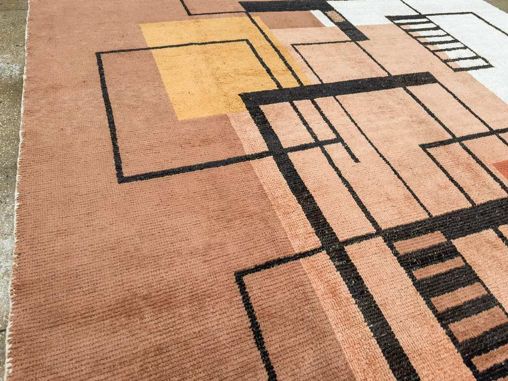 Modern Turkish Art Deco Room Size Carpet, No.33570 - Staging