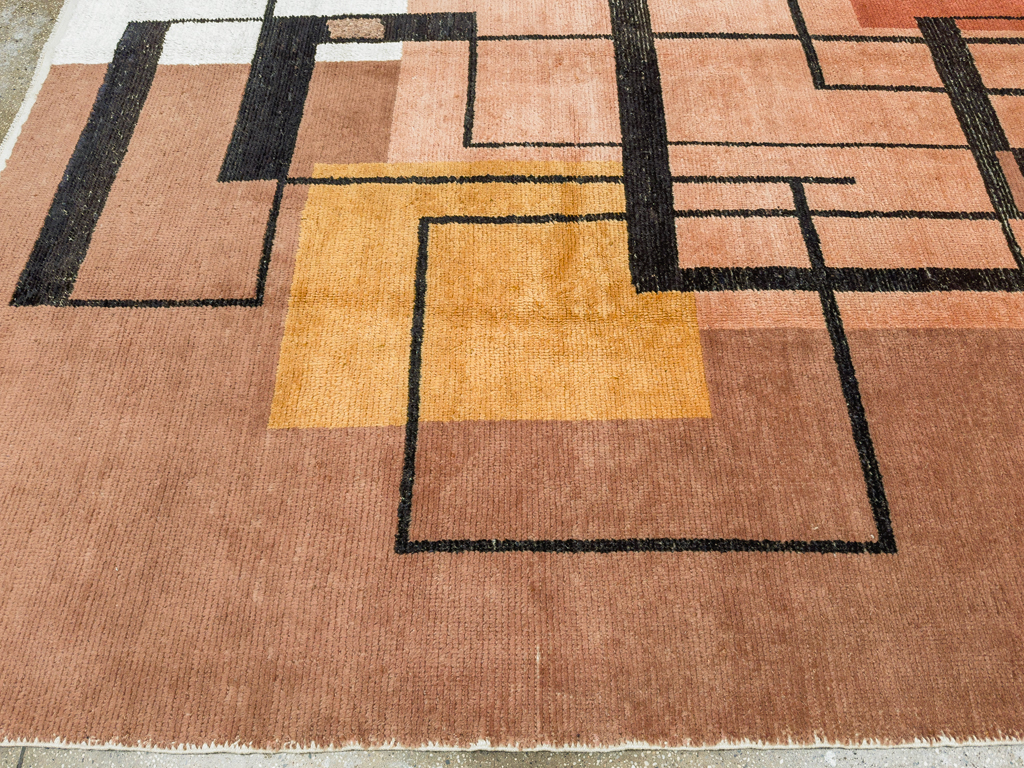 Modern Turkish Art Deco Room Size Carpet, No.33570 - Staging