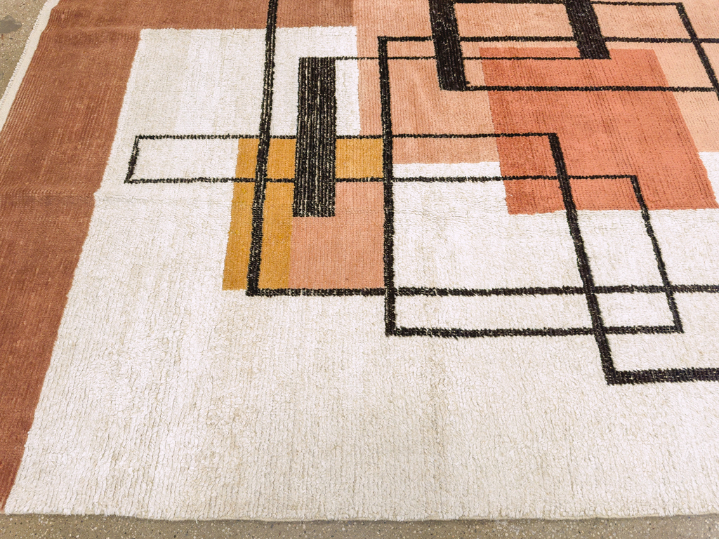 Modern Turkish Art Deco Room Size Carpet, No.33570 - Staging