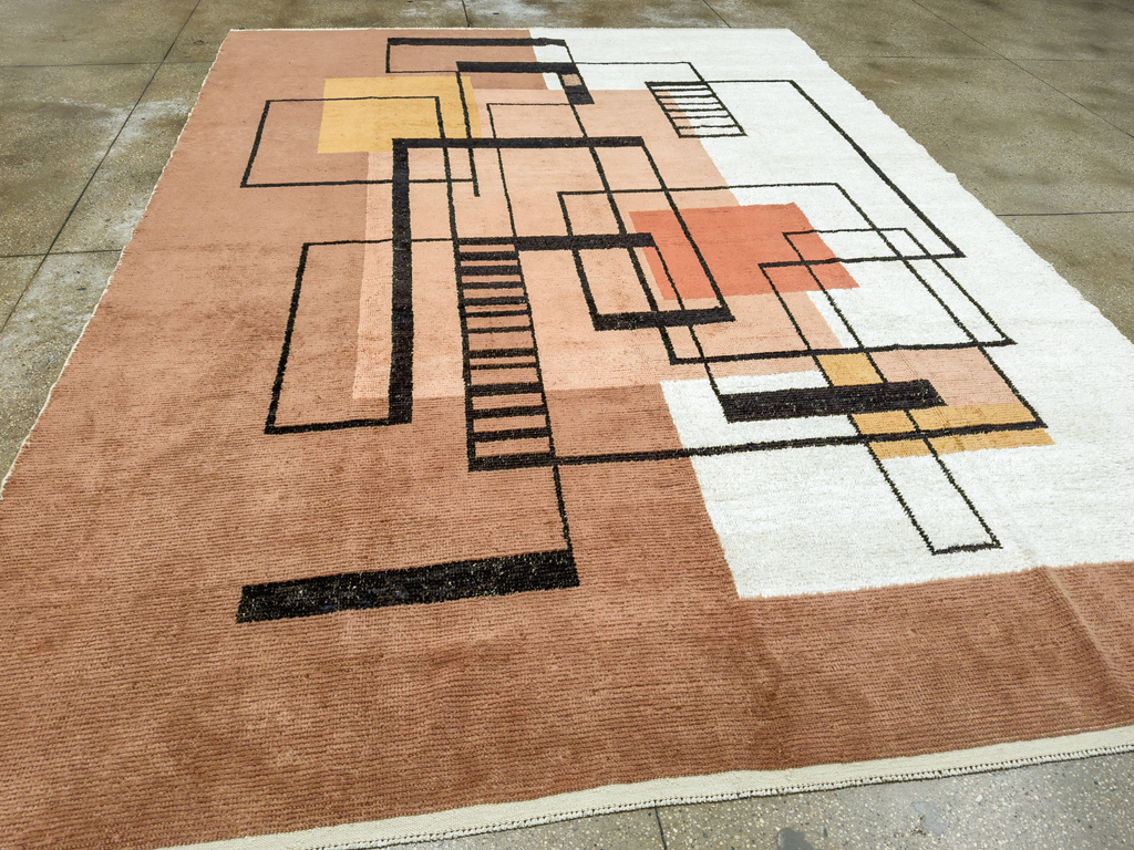 Modern Turkish Art Deco Room Size Carpet, No.33570 - Staging
