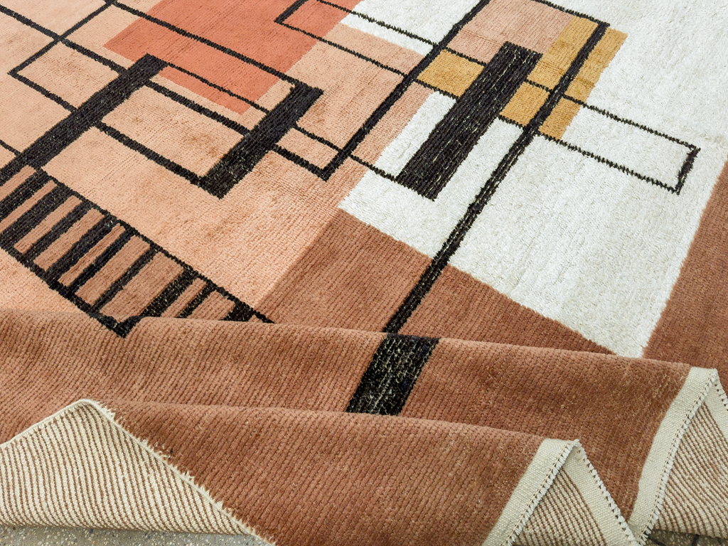 Modern Turkish Art Deco Room Size Carpet, No.33570 - Staging