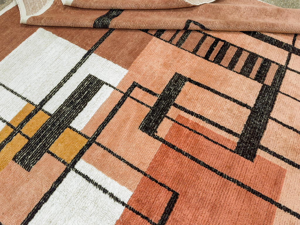 Modern Turkish Art Deco Room Size Carpet, No.33570 - Staging