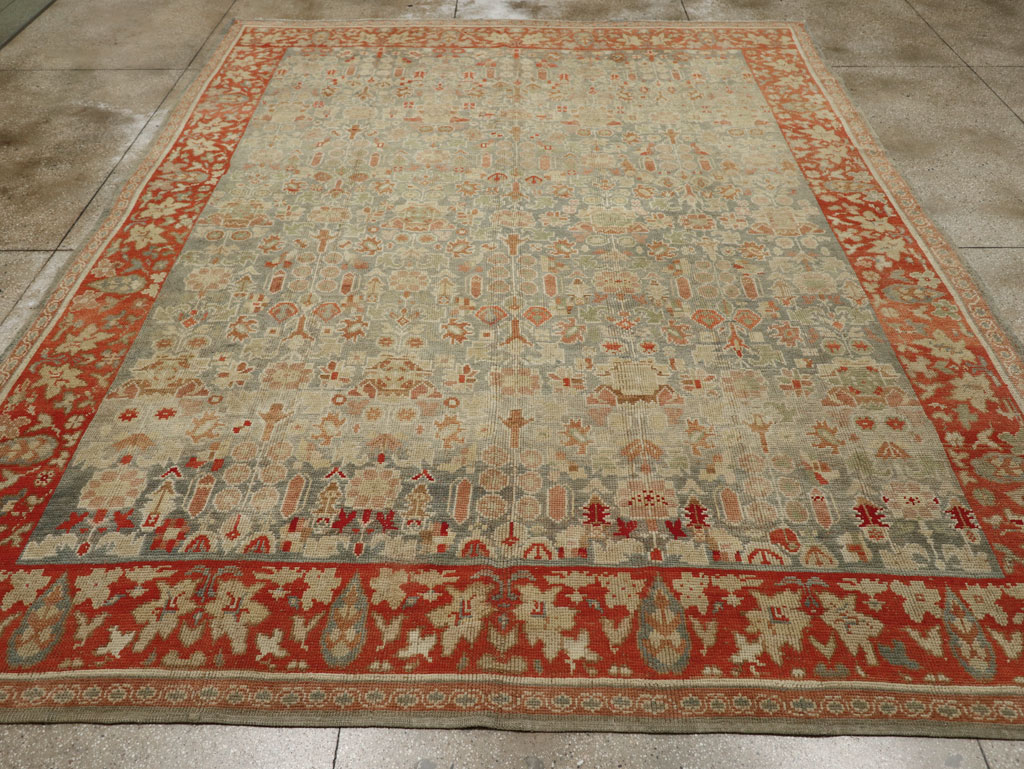 Antique European Oushak Room Size Rug, No.33573 - Staging