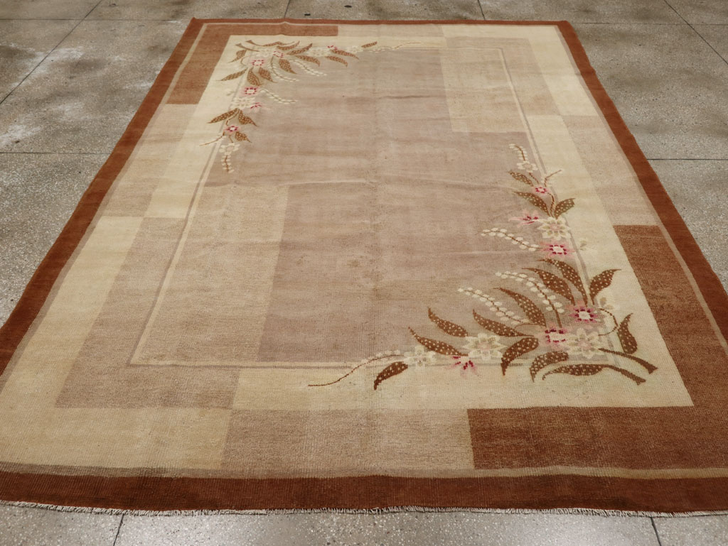 Vintage Indian Art Deco Room Size Carpet, No.33576 - Staging