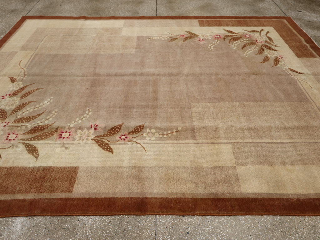 Vintage Indian Art Deco Room Size Carpet, No.33576 - Staging