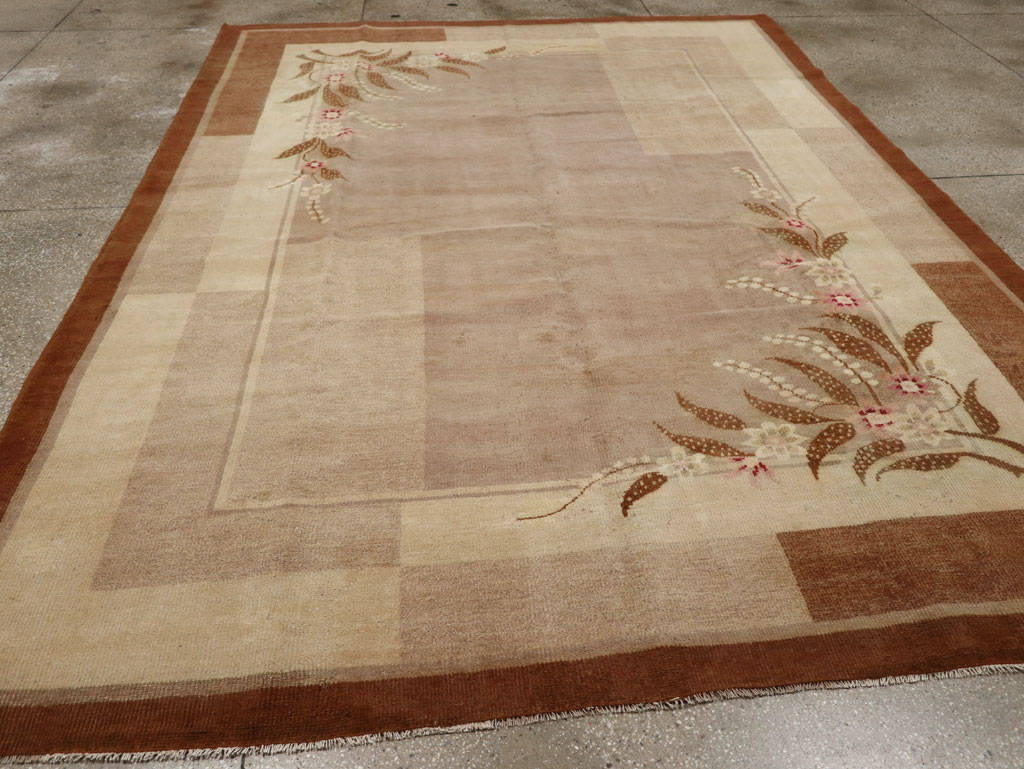 Vintage Indian Art Deco Room Size Carpet, No.33576 - Staging
