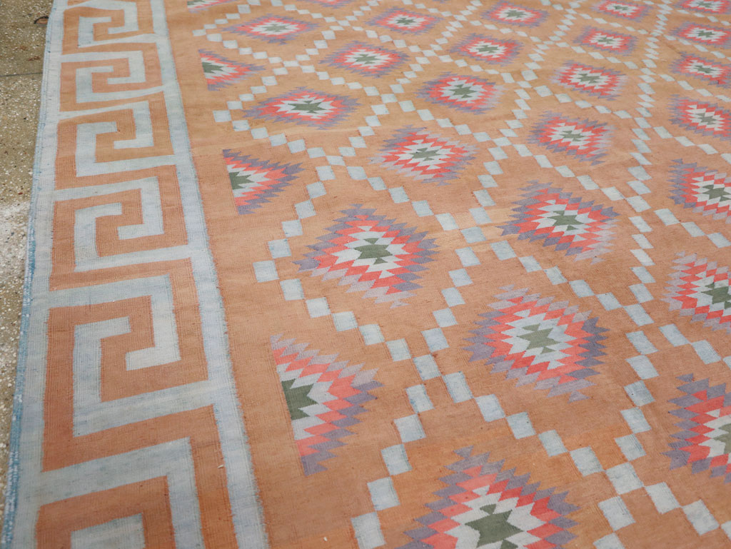 Vintage Indian Flatweave Dhurrie Square Room Size Carpet, No.33577 - Staging