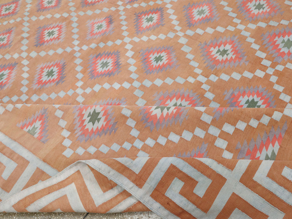 Vintage Indian Flatweave Dhurrie Square Room Size Carpet, No.33577 - Staging