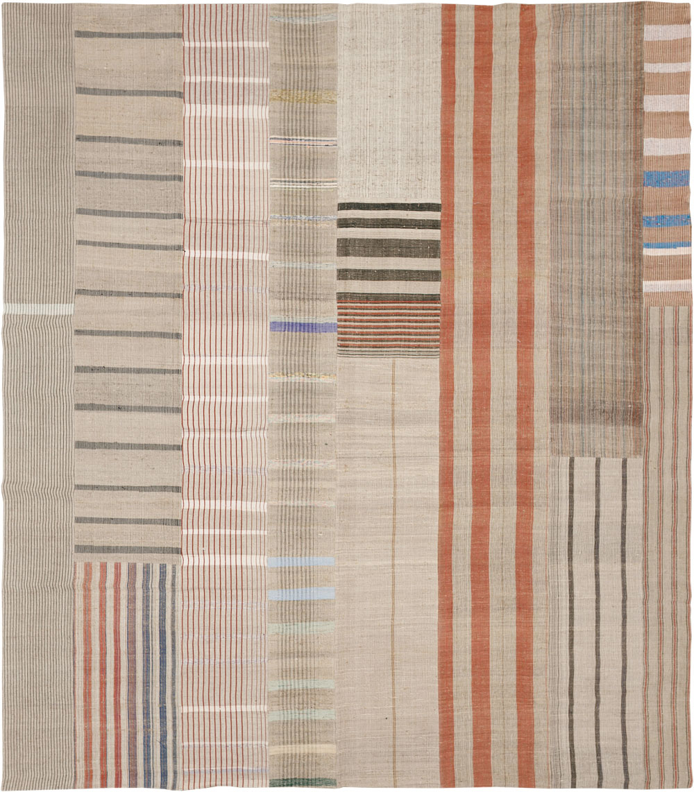 Vintage Turkish Flatweave Kilim Large Room Size Carpet, No.33591 - Staging