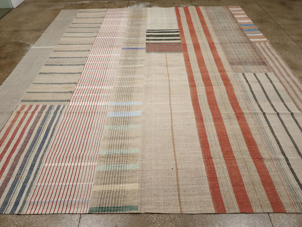 Vintage Turkish Flatweave Kilim Large Room Size Carpet, No.33591 - Staging