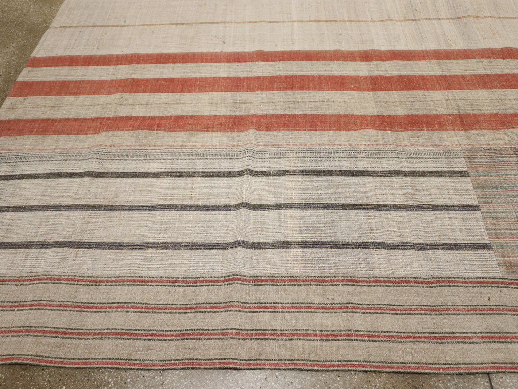 Vintage Turkish Flatweave Kilim Large Room Size Carpet, No.33591 - Staging