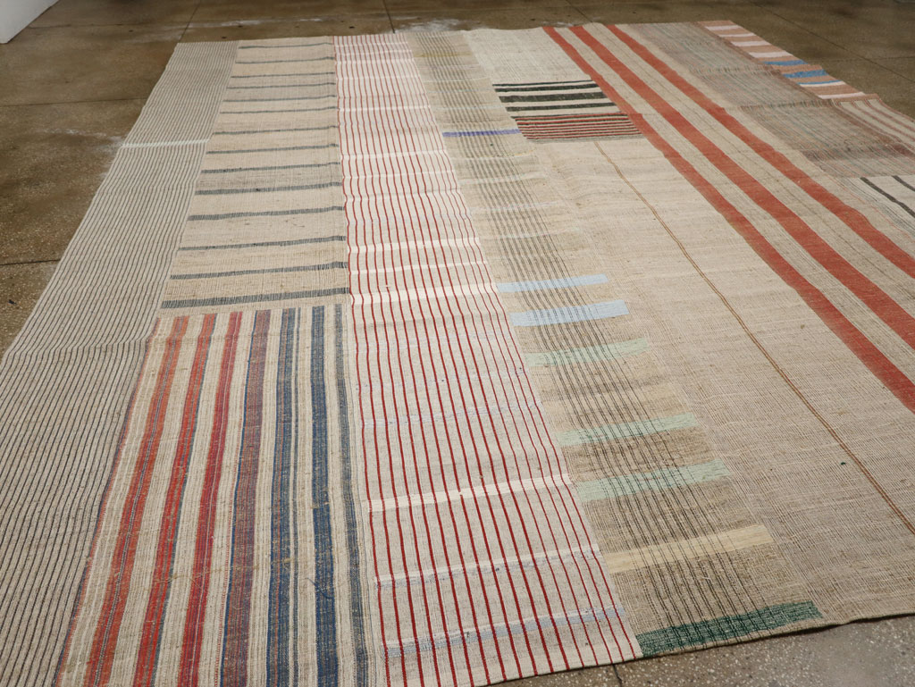 Vintage Turkish Flatweave Kilim Large Room Size Carpet, No.33591 - Staging